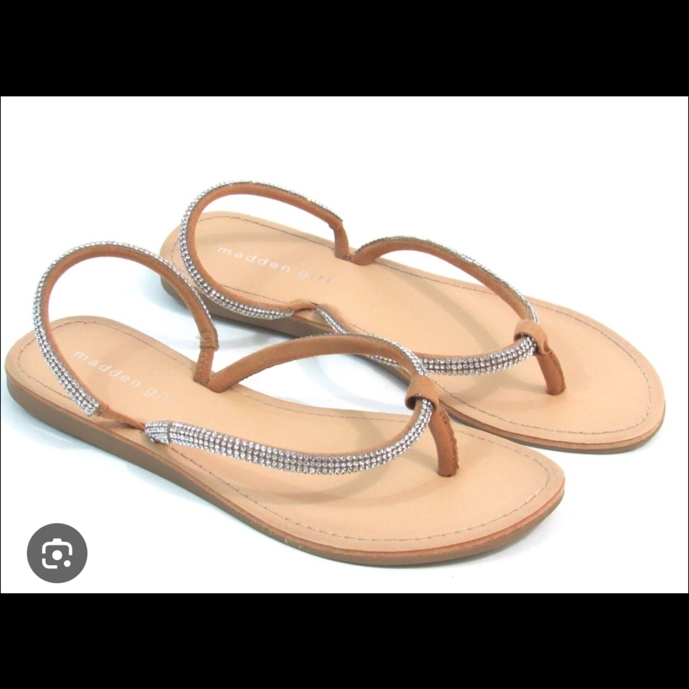 Madden Girl Tan Sandals with Silver Accents